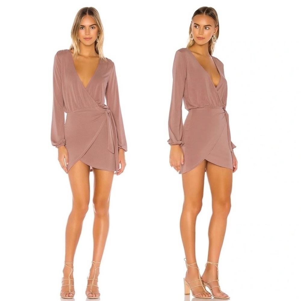 NWT Lovers and Friends Revolve Emmy Dress XXS Long Sleeve Wrap with Front Knot